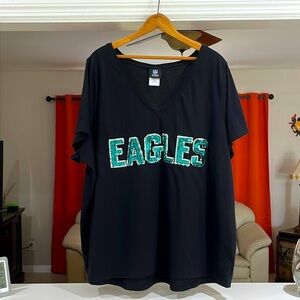 Philadelphia Eagles NFL Womens 26/28 Team Apparel Sequin Short Sleeve T-Shirt